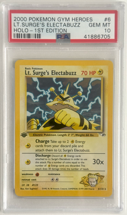 Pokemon Gym Heroes Lt. Surge's Electabuzz PSA 10