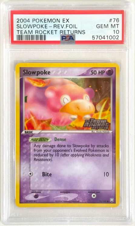 2004 Pokemon EX Team Rocket Returns Reverse Holo Slowpoke #76 PSA 10 GEM MINT