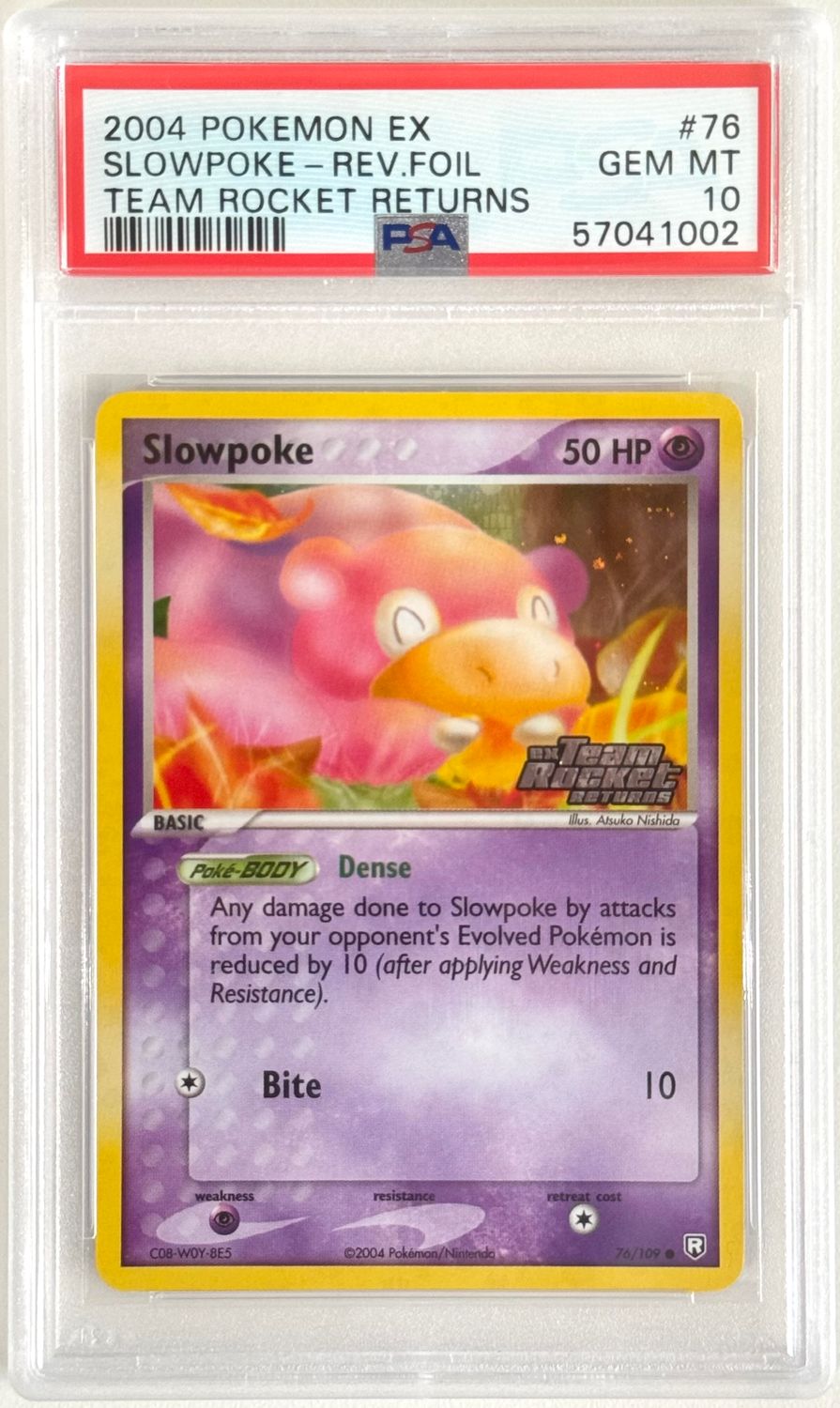 2004 Pokemon EX Team Rocket Returns Reverse Holo Slowpoke #76 PSA 10 GEM MINT