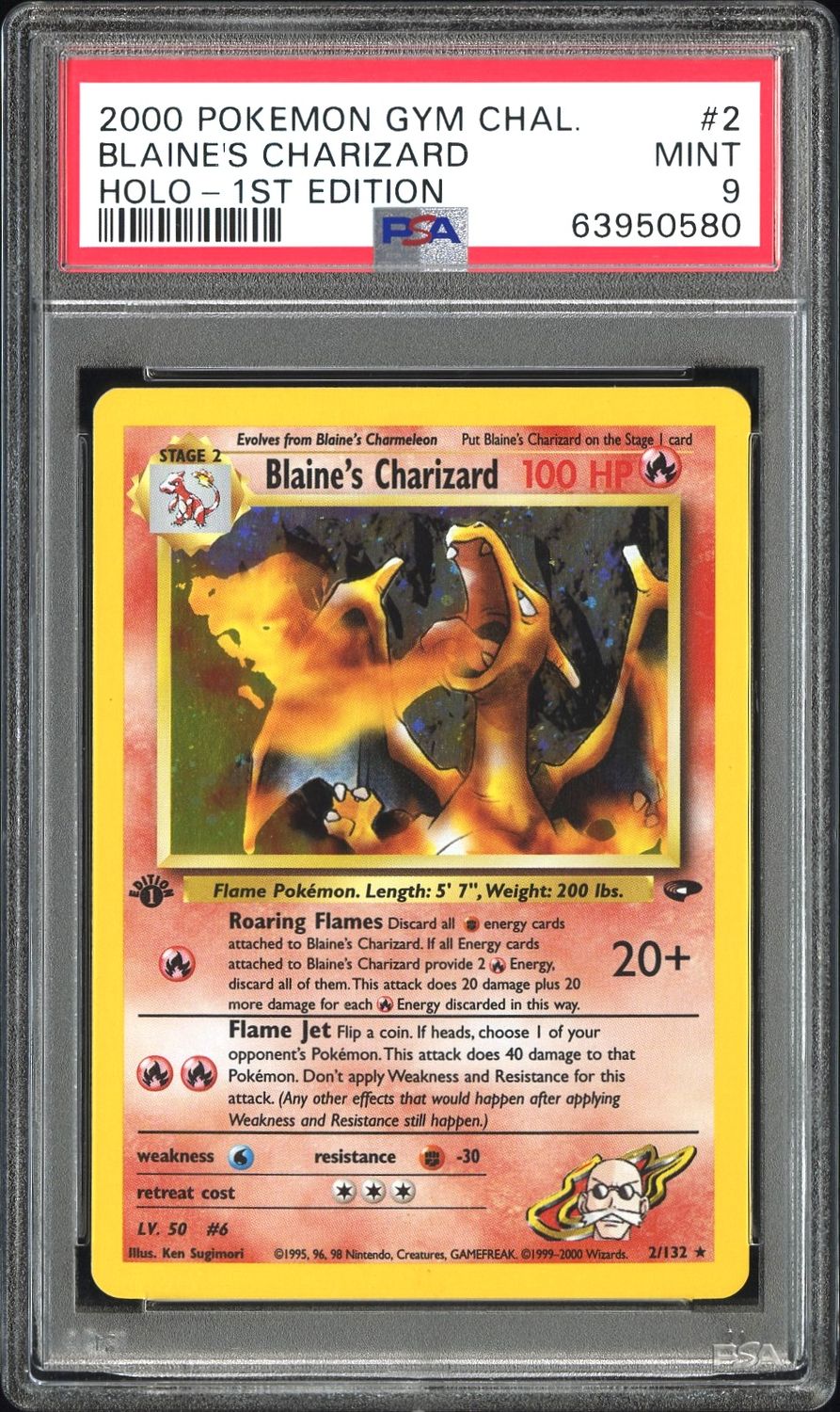 Pokemon Gym Challenge Blaine's Charizard PSA 9