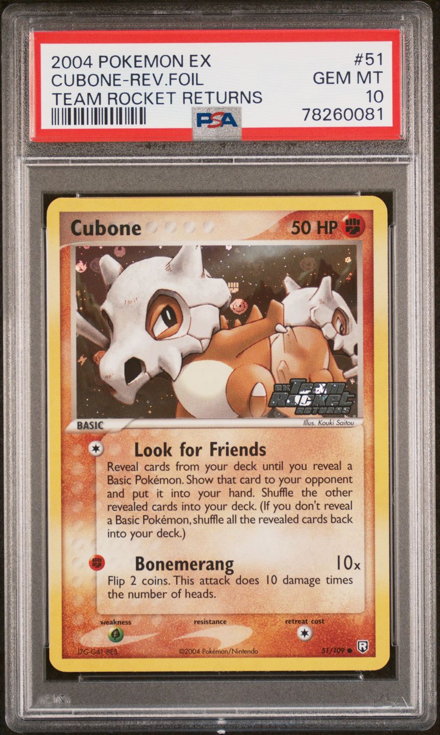Pokemon EX Team Rocket Returns Cubone PSA 10