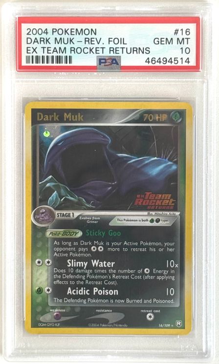 2004 Pokemon EX Team Rocket Returns Reverse Holo Dark Muk #16 PSA 10 GEM MINT