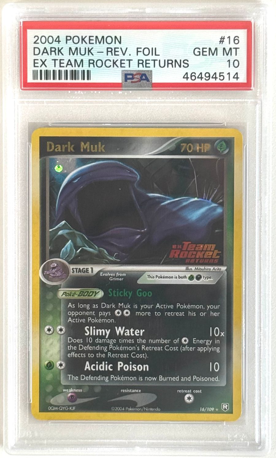 2004 Pokemon EX Team Rocket Returns Reverse Holo Dark Muk #16 PSA 10 GEM MINT